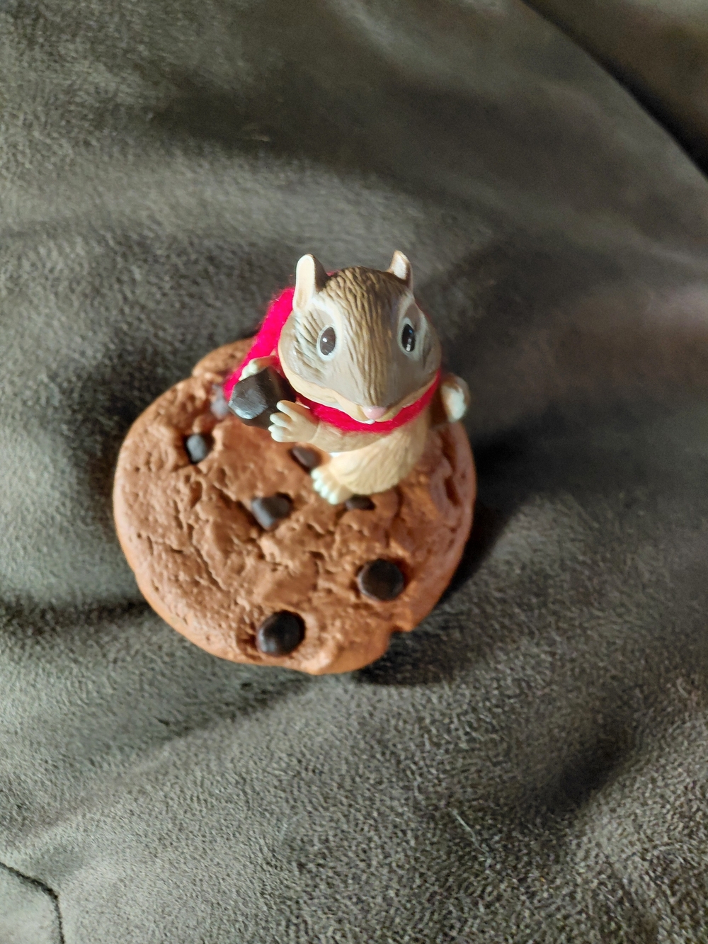 Holiday Chipmunk and Chocolate Chip Cookie clip ornament